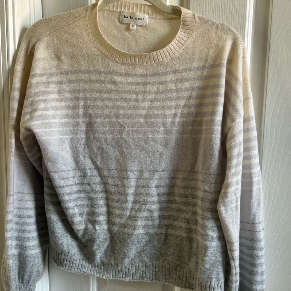 Bella Dahl Striped Cream and Gray Sweater